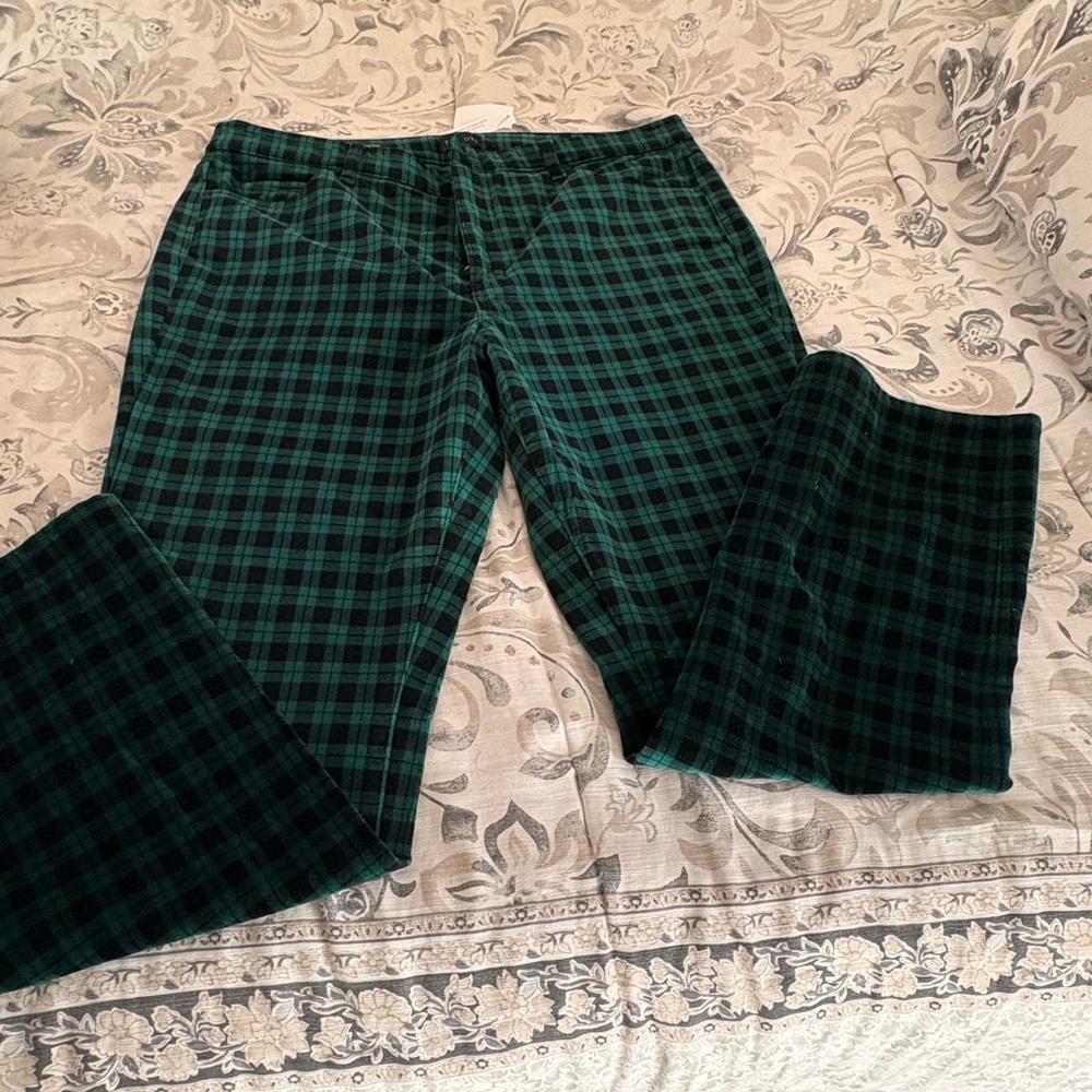 Talbots Teal and Black Plaid Velveteen Pants